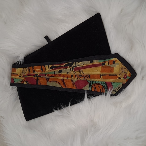 Vitaliano Pancaldi Half Animal Print Half Abstract Silk Tie App 58 3/4" Long - Picture 4 of 6